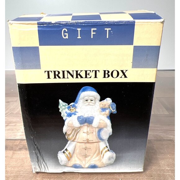 Vintage Santa Claus Ceramic Trinket Box With Box - Picture 4 of 4